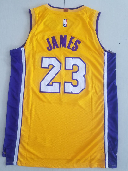 Men's Los Angeles Lakers LeBron James #23 NBA Yellow Swingman Jersey