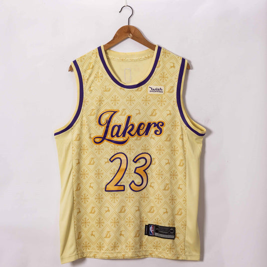 Hellgelbes Swingman-Trikot der Los Angeles Lakers LeBron James #23 für Herren