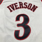 Philadelphia 76ers Allen Iverson #3 Swingman-Trikot mit Kettenstich in Creme für Herren