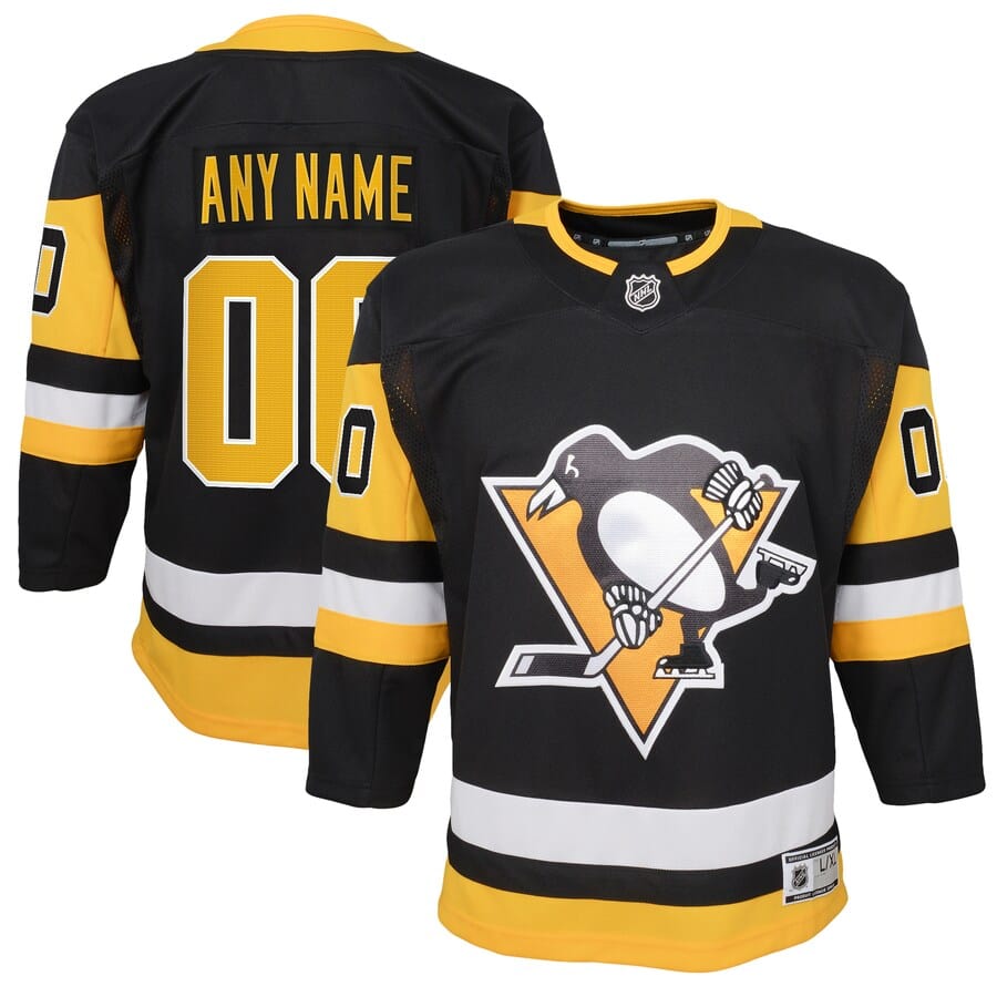 Schwarzes Heim-Premier-Trikot der Pittsburgh Penguins für Jugendliche