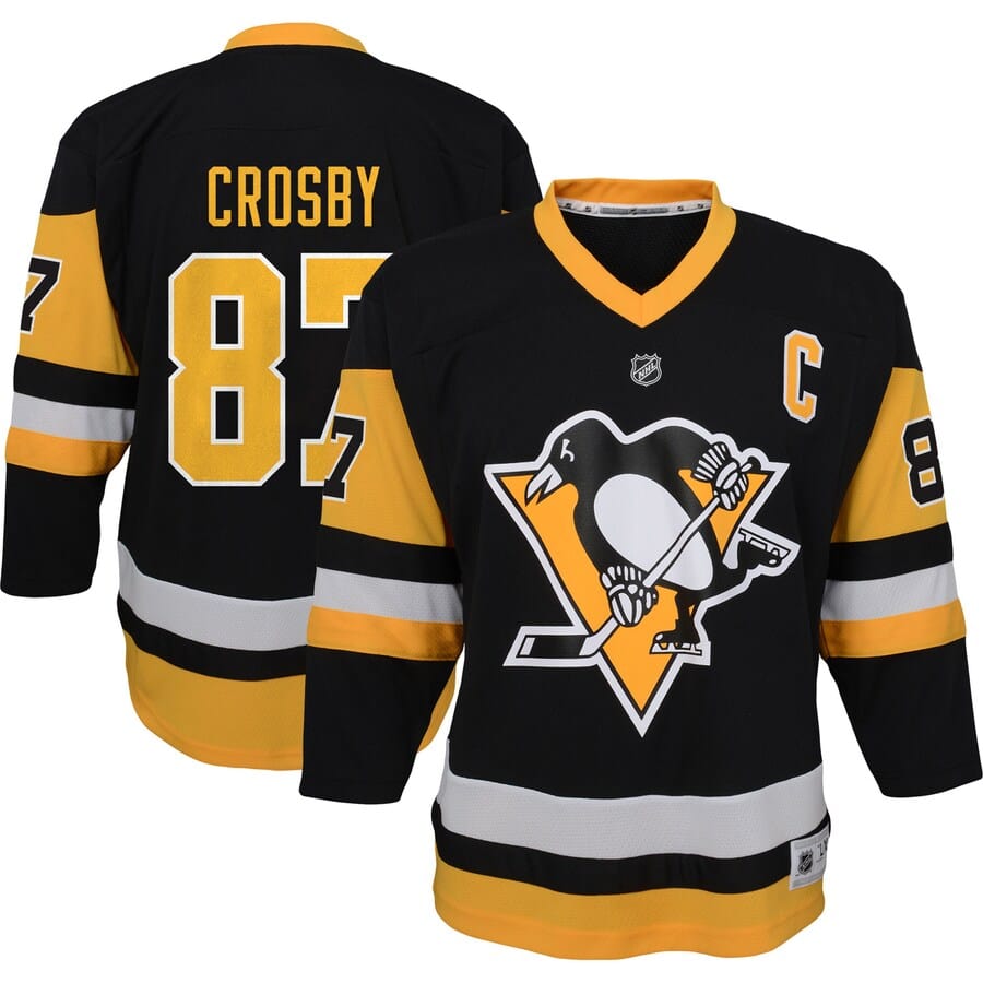 Youth Pittsburgh Penguins Sidney Crosby Black Captain Patch Home Replica Player Jersey