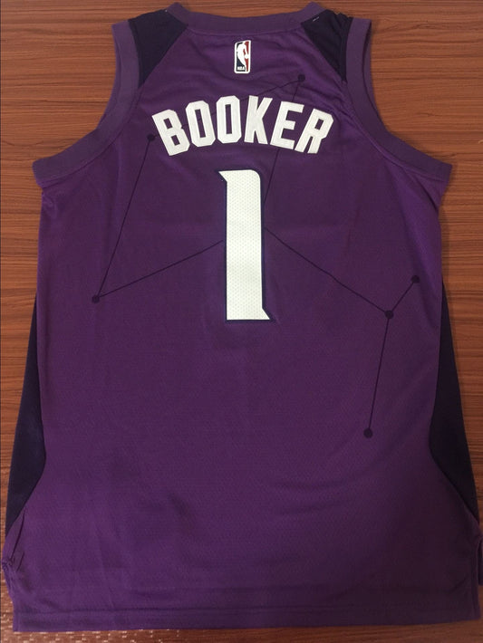 Dunkellila Replica-Trikot der Phoenix Suns Devin Booker #1 NBA für Herren