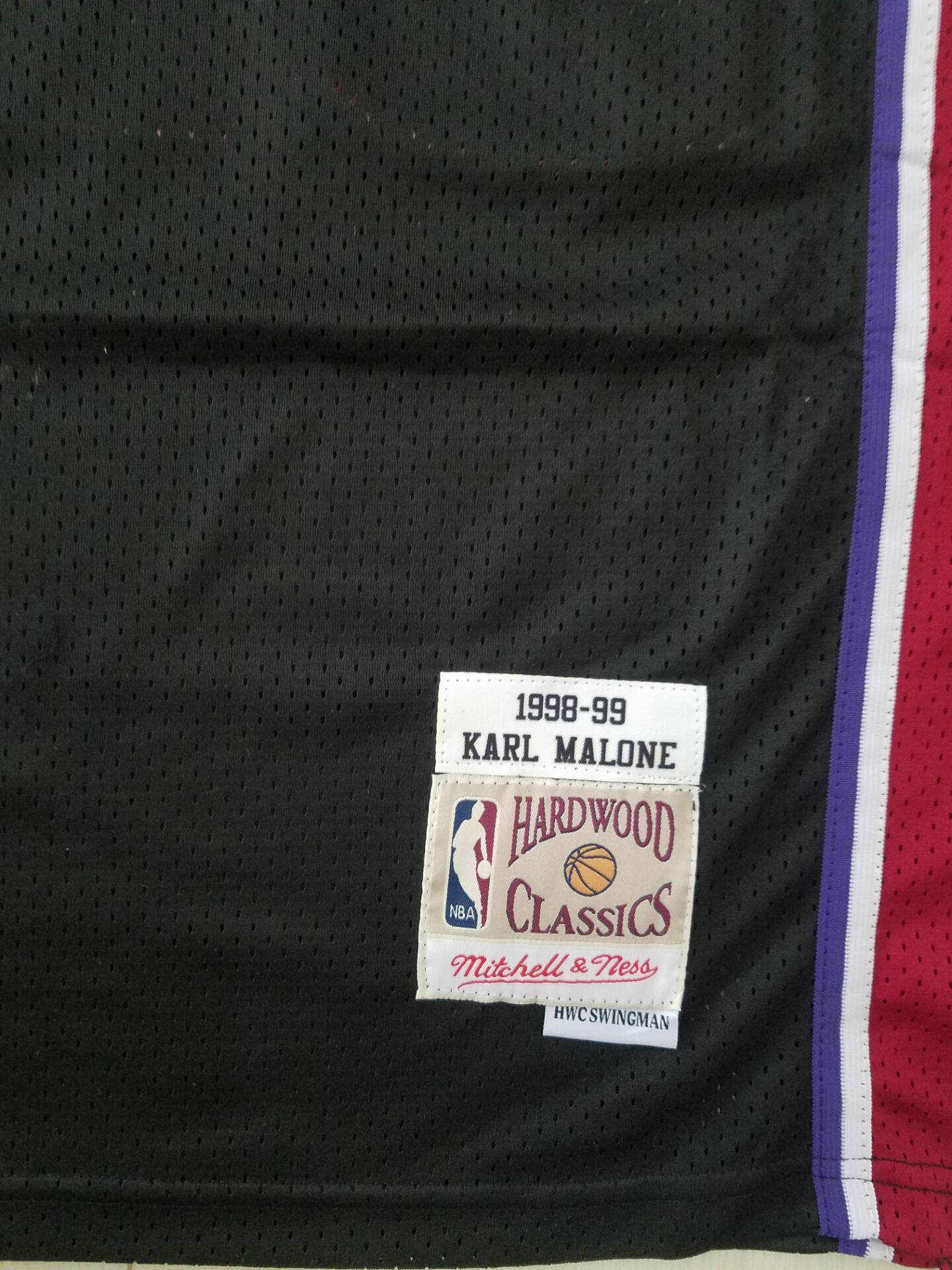 Men's Utah Jazz Karl Malone Black 1998-99 Hardwood Classics Swingman Jersey