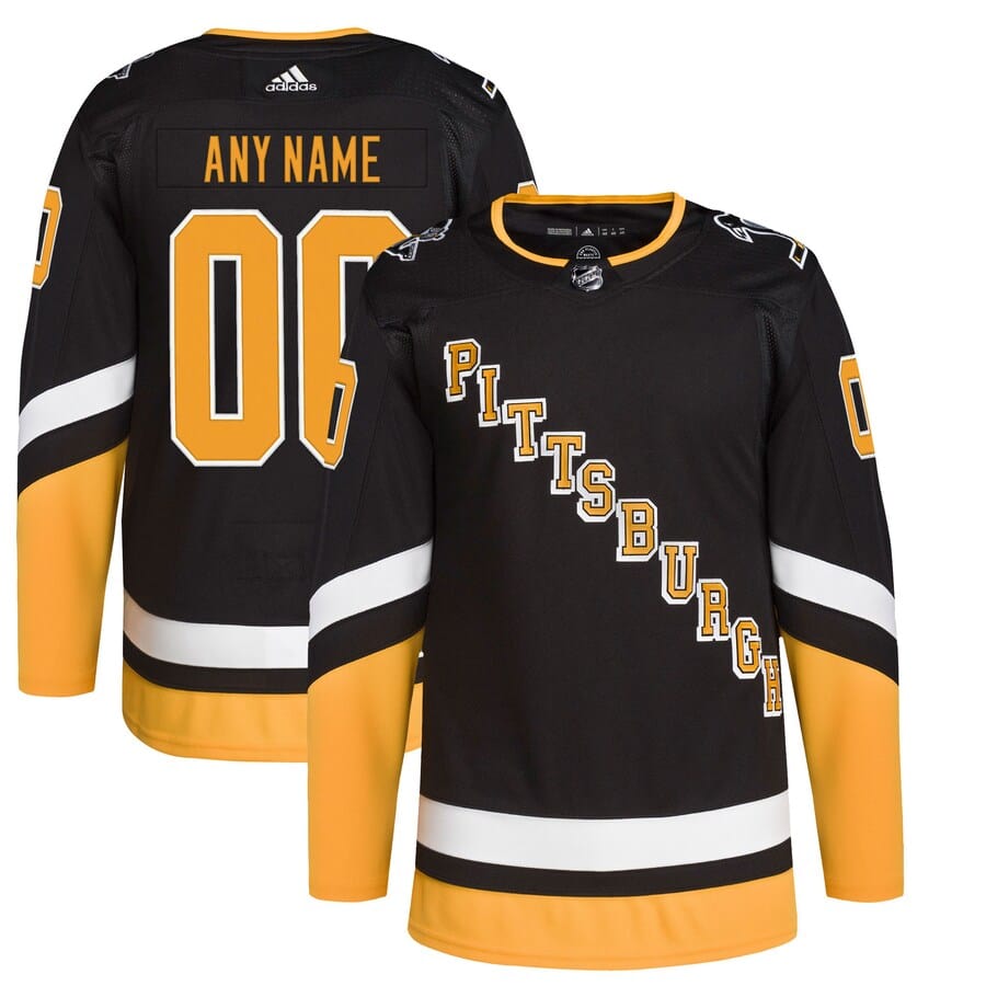 Herren Pittsburgh Penguins adidas Schwarz 2021/22 Alternate Primegreen Authentic Pro Custom Trikot