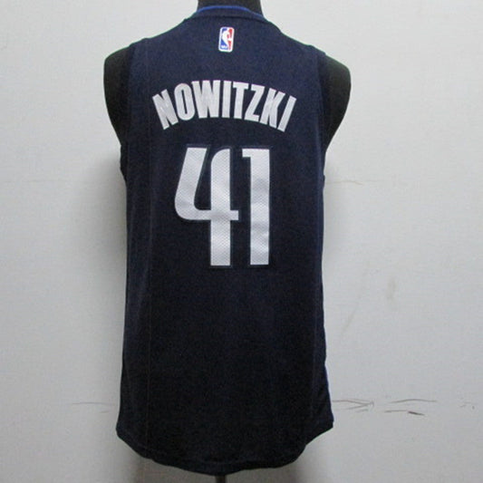 Dunkelblaues Replica-Swingman-Trikot der Dallas Mavericks Dirk Nowitzki #41 NBA für Herren
