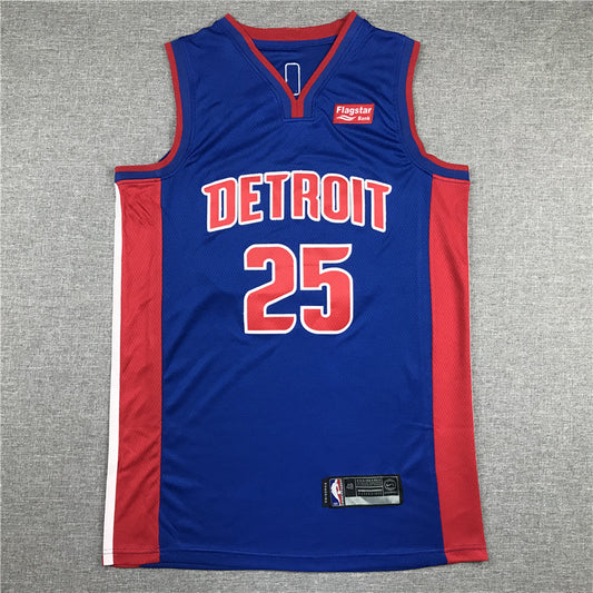 Men's Detroit Pistons Derrick Rose Blue 2021/22 Fast Break Replica Jersey