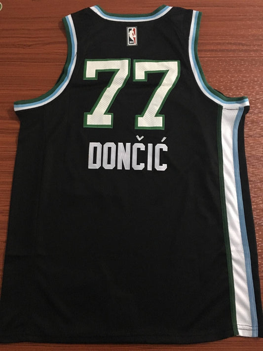 Men's Dallas Mavericks Luka Doncic #77 NBA Black Replica Jersey