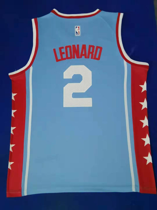 Herren LA Clippers Kawhi Leonard #2 NBA-Spielertrikot – Retro Blau