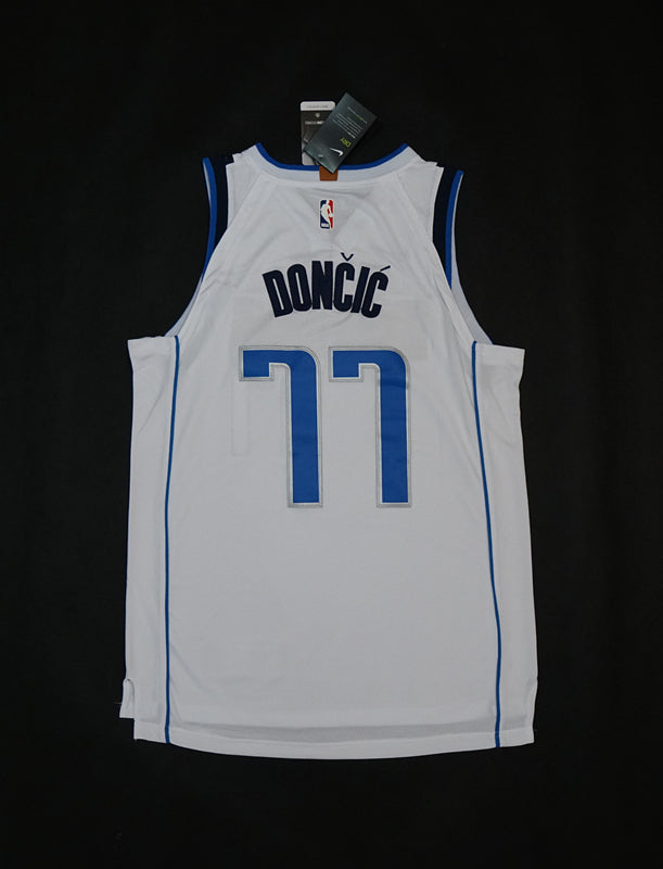 Men's Dallas Mavericks Luka Doncic #77 NBA White Replica Jersey