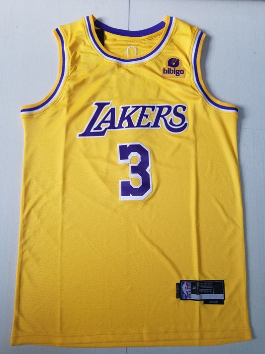 Men's Los Angeles Lakers Anthony Davis Yellow #3 NBA Swingman Jersey