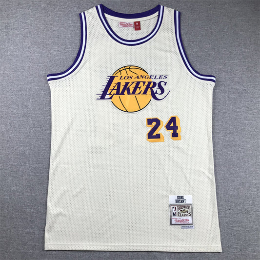 Men's Los Angeles Lakers Kobe Bryant #24 Cream Hardwood Classics Swingman Jersey