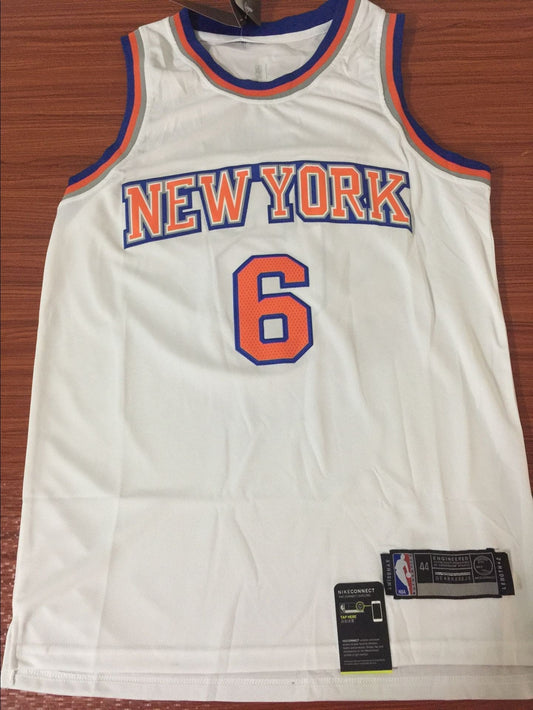 Men's New York Knicks Kristaps Porzingis #6 NBA White Swingman Jersey