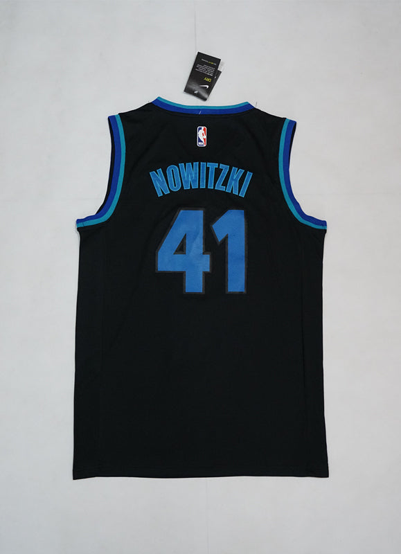 Herren Dallas Mavericks Dirk Nowitzki #41 NBA Black Replica Swingman Trikot