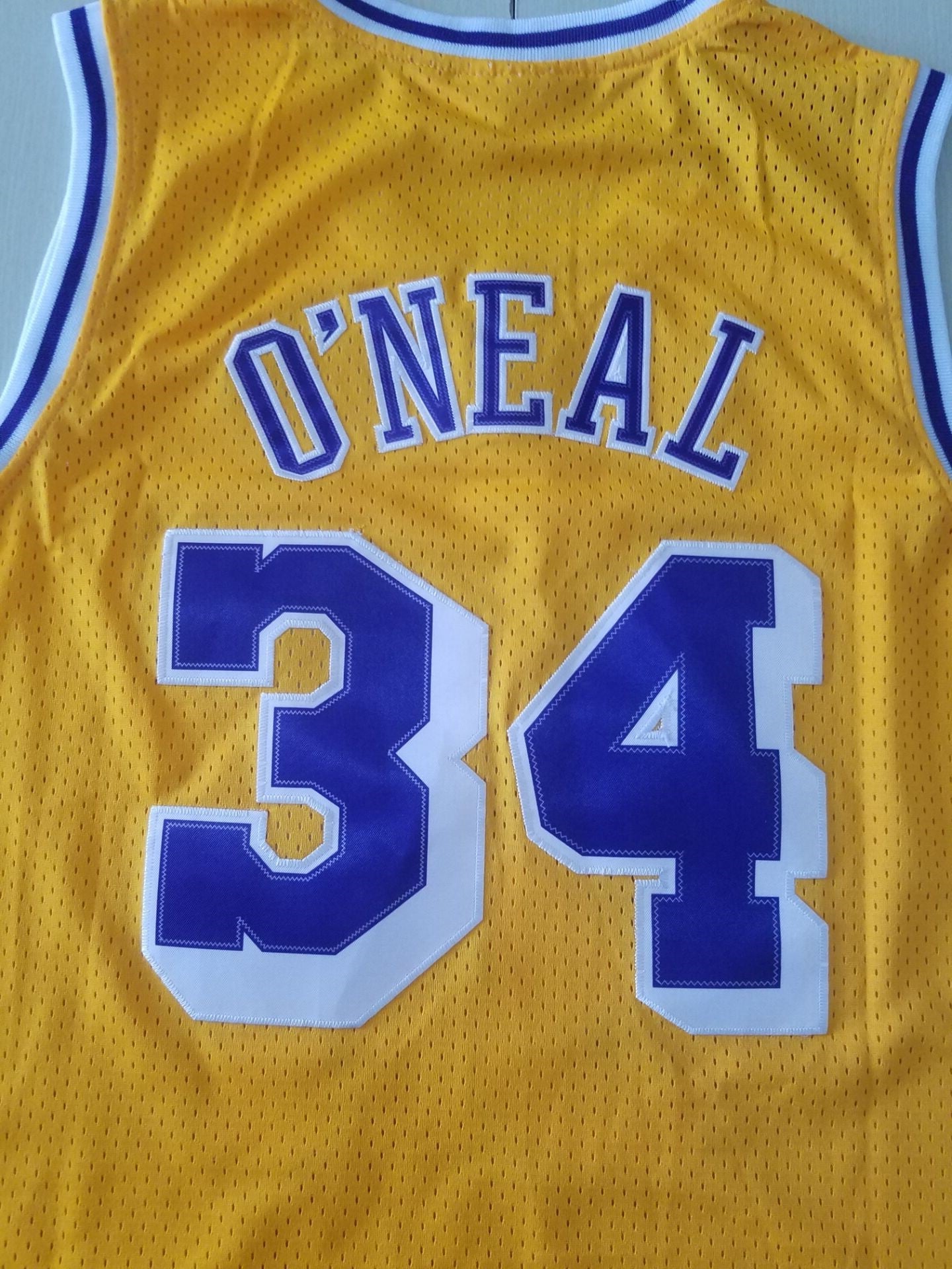 Men's Los Angeles Lakers Shaquille O'Neal #34 Yellow 1996-97 Classics Jersey