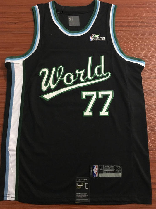 Schwarzes NBA-Replika-Trikot der Dallas Mavericks Luka Doncic #77 für Herren