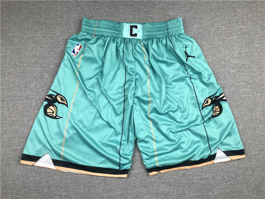 Blaugrüne Basketball-Retro-Shorts für Herren der Charlotte Hornets