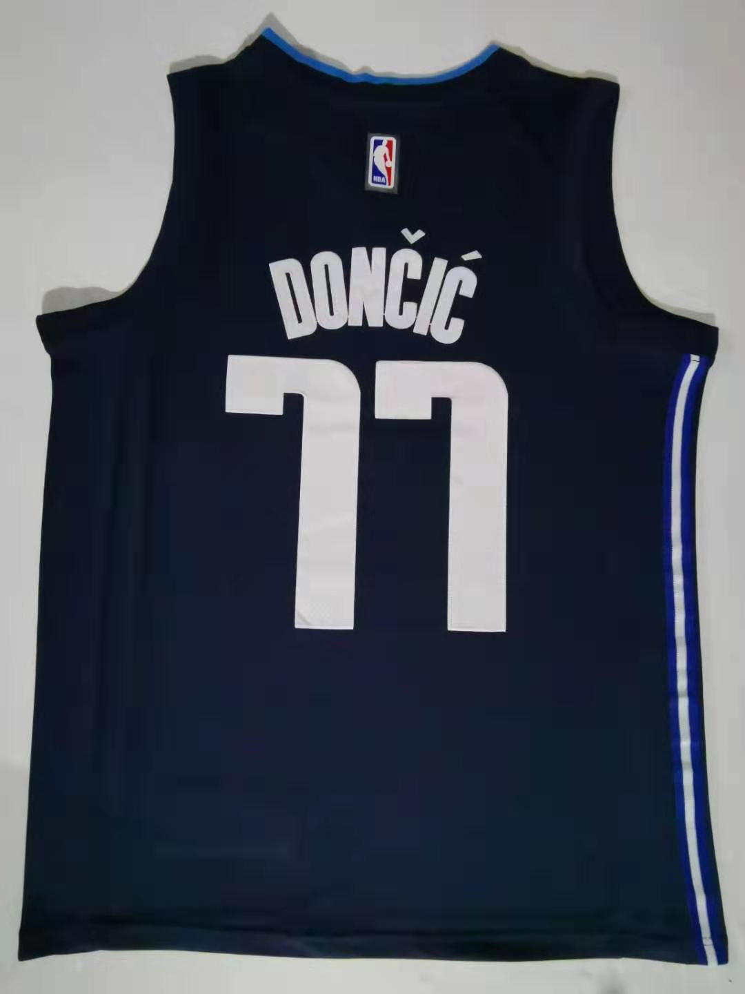 Men's Dallas Mavericks Luka Doncic #77 NBA Dark Blue Replica Jersey
