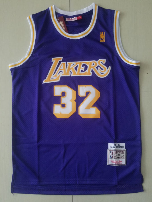Men's Los Angeles Lakers Magic Johnson #32 Purple Throwback Jersey
