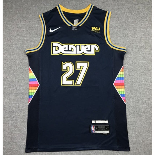 Denver Nuggets 27 Jamal Murray embroidery 2022 season 75th anniversary jersey