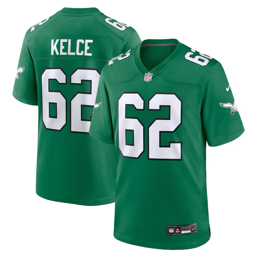Jason Kelce Kelly Green Philadelphia Eagles Throwback-Trikot